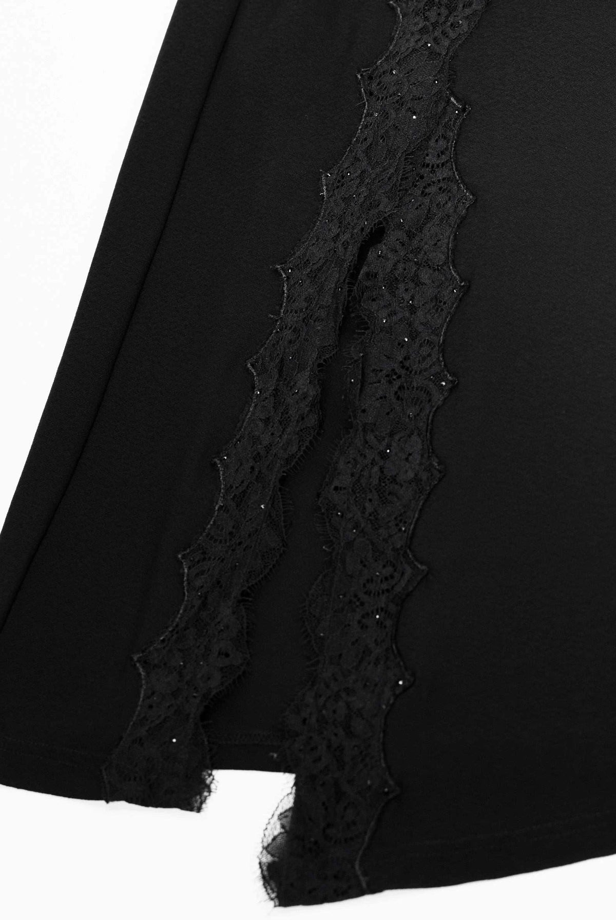 Lace-Slit Knit Dress