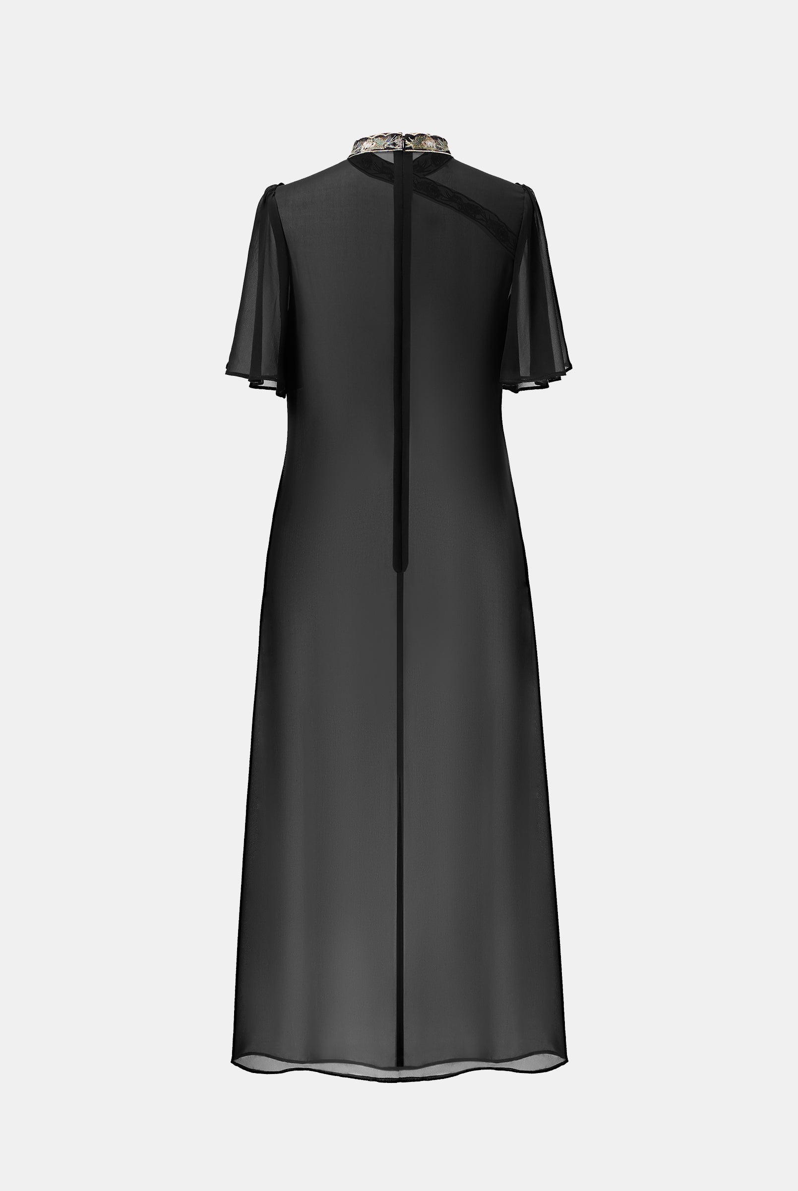 Chinese-Inspired Embroidered Cinched-Waist Shift Dress - Sussiland