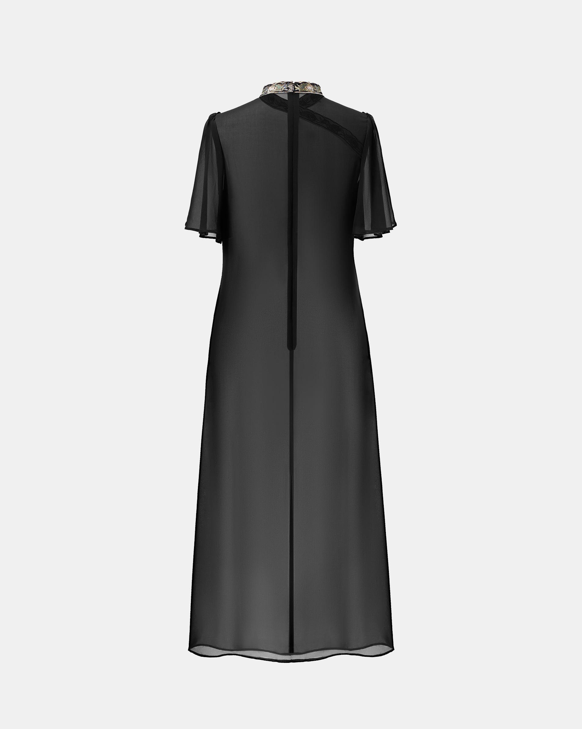 Chinese-Inspired Embroidered Cinched-Waist Shift Dress - Sussiland