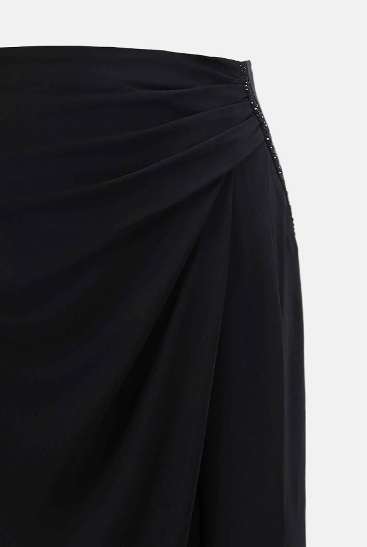 Elegant Crystal-Embellished Bodycon Midi Skirt