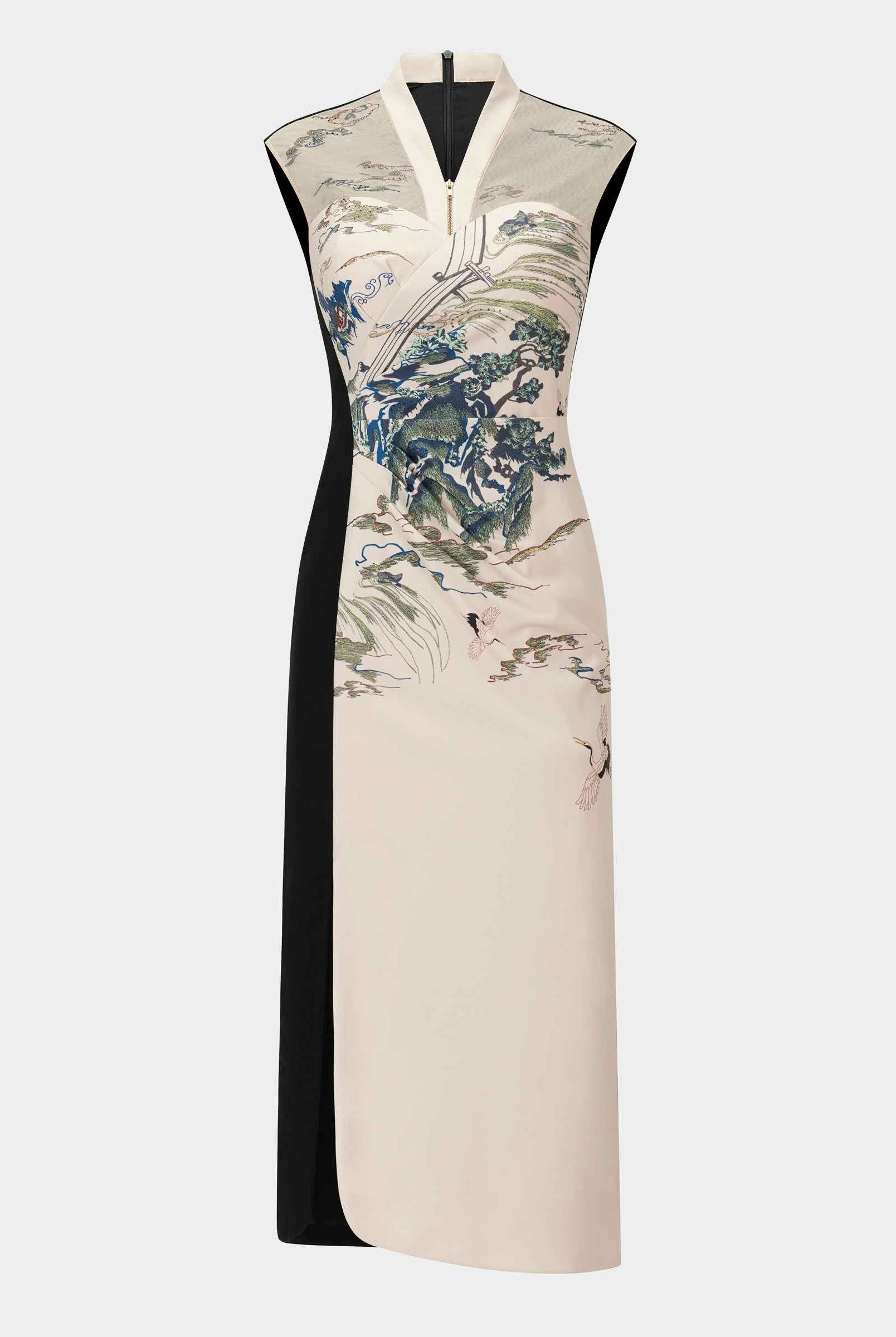 Riverscape Embroidered Midi Gown