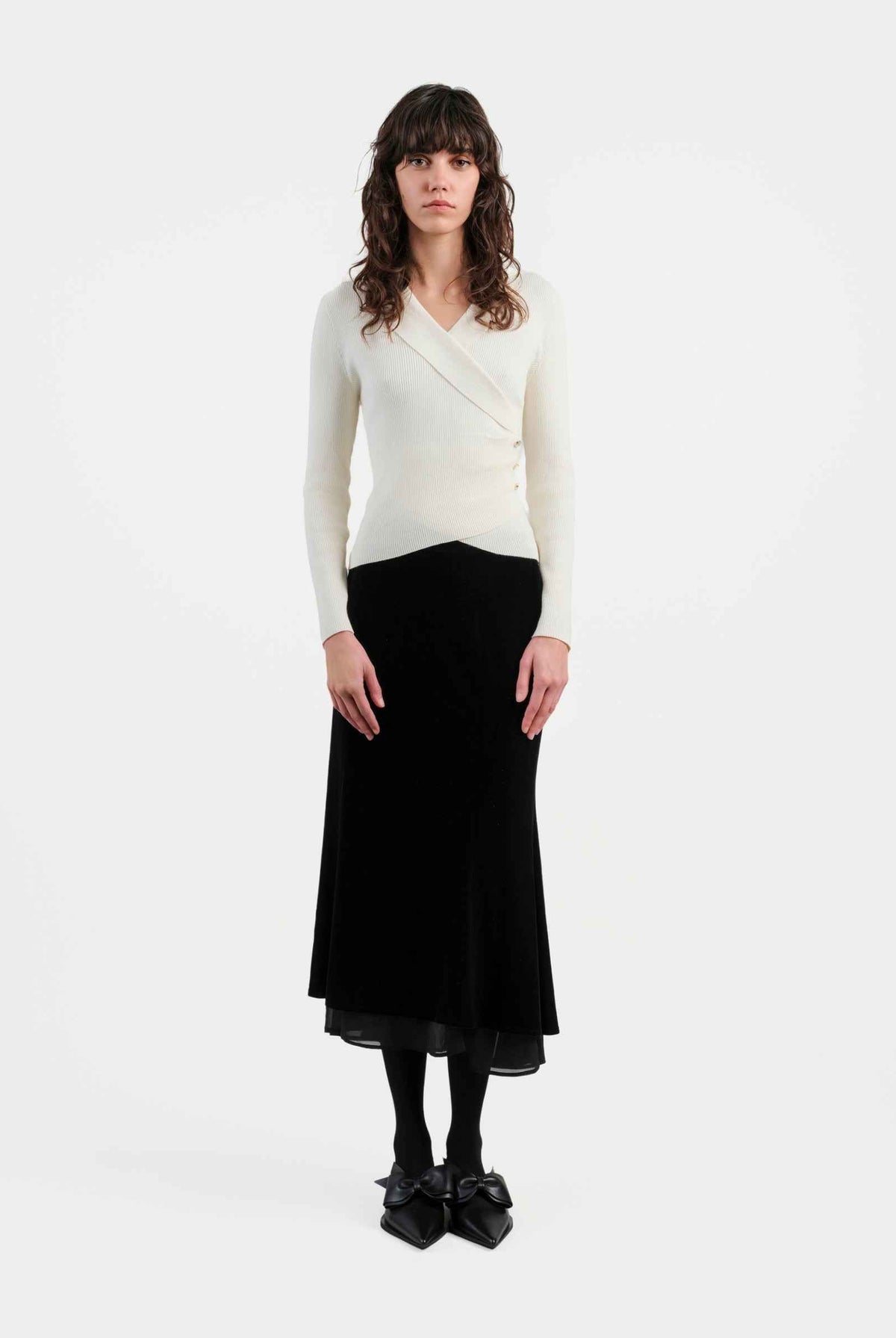 Ivory Draped Knit Top