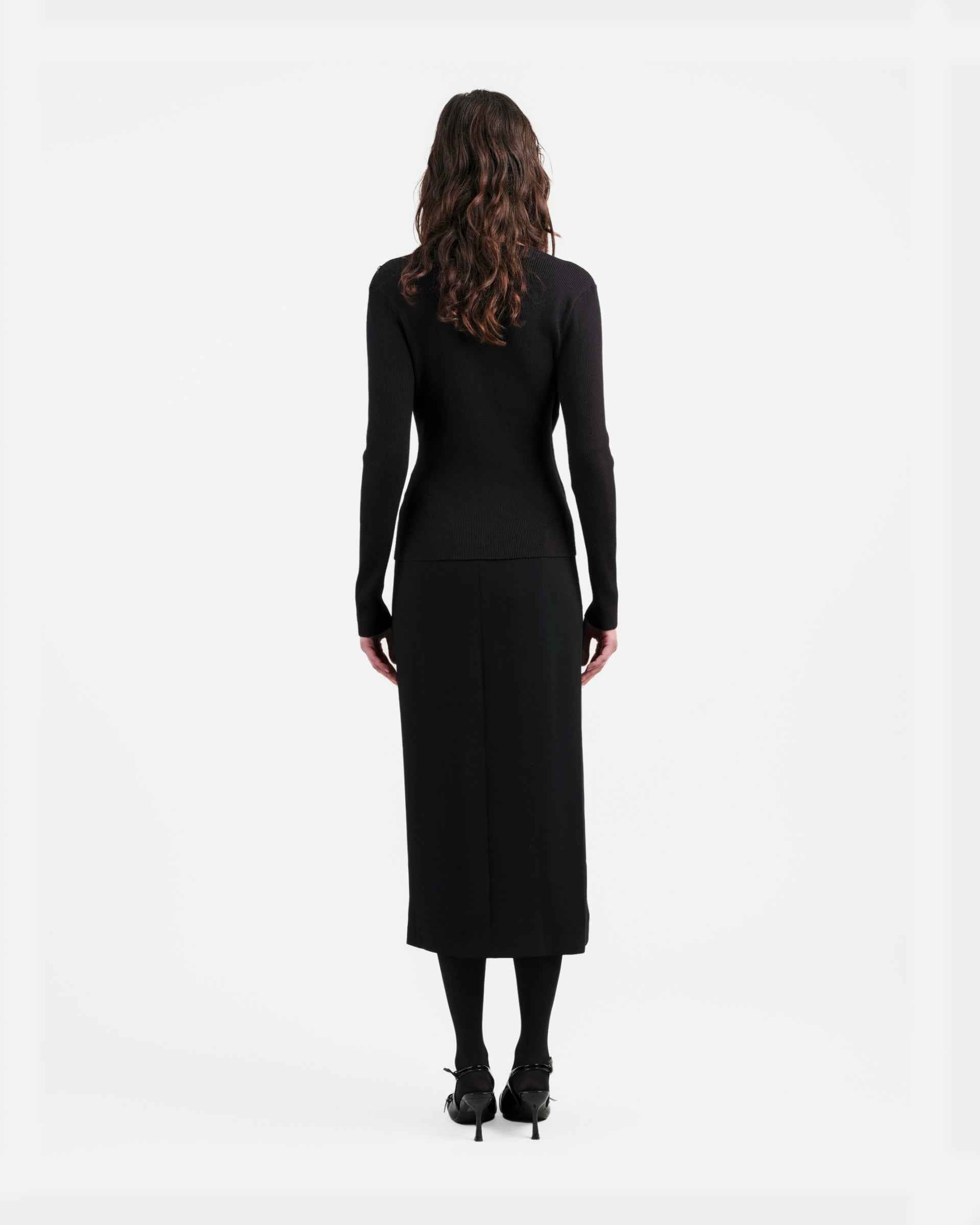 Black Tailored Pencil Skirt