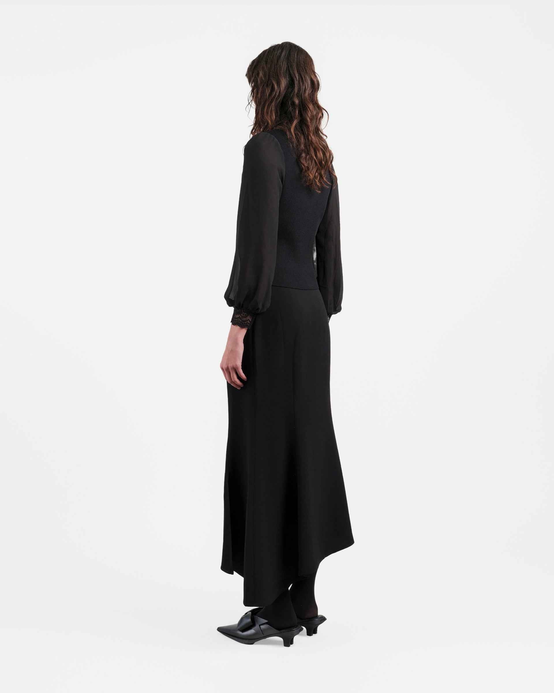 Black Fish-Tail Midi Skirt