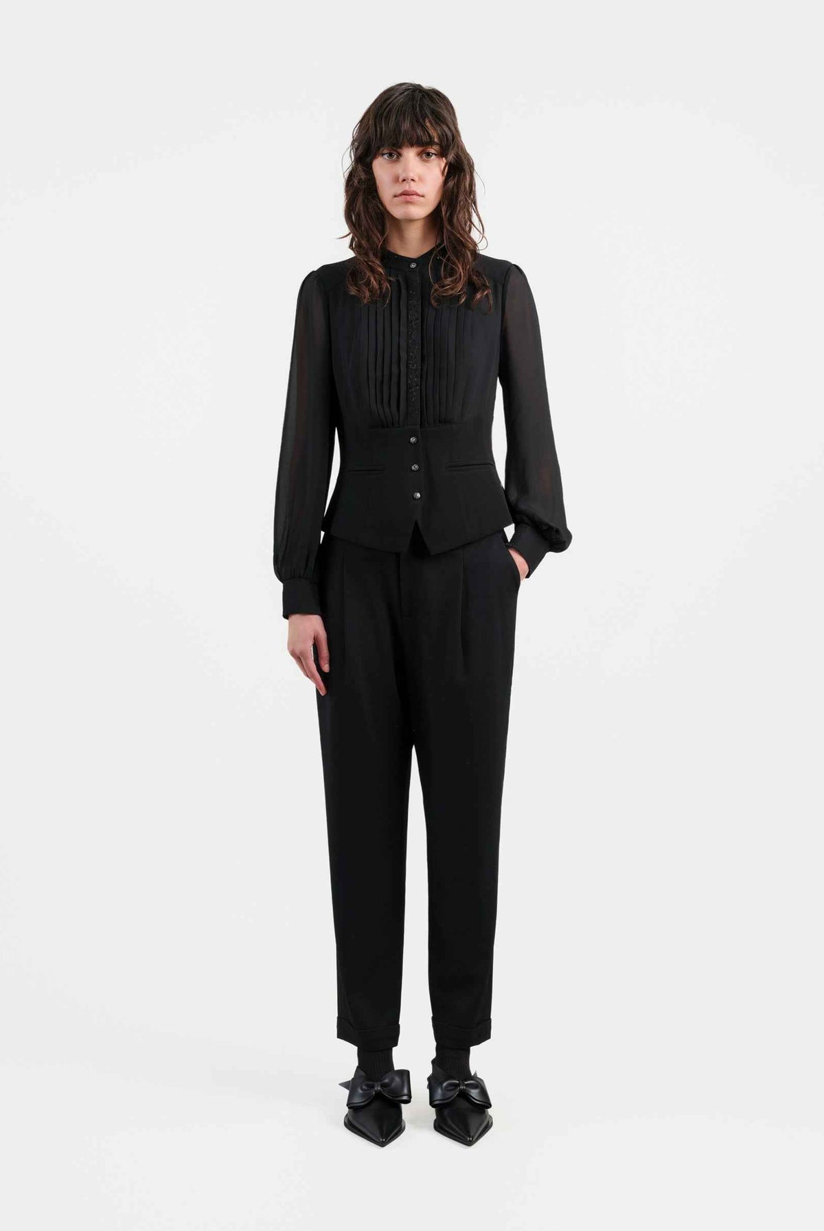 Modern Black Embroidered Blouse