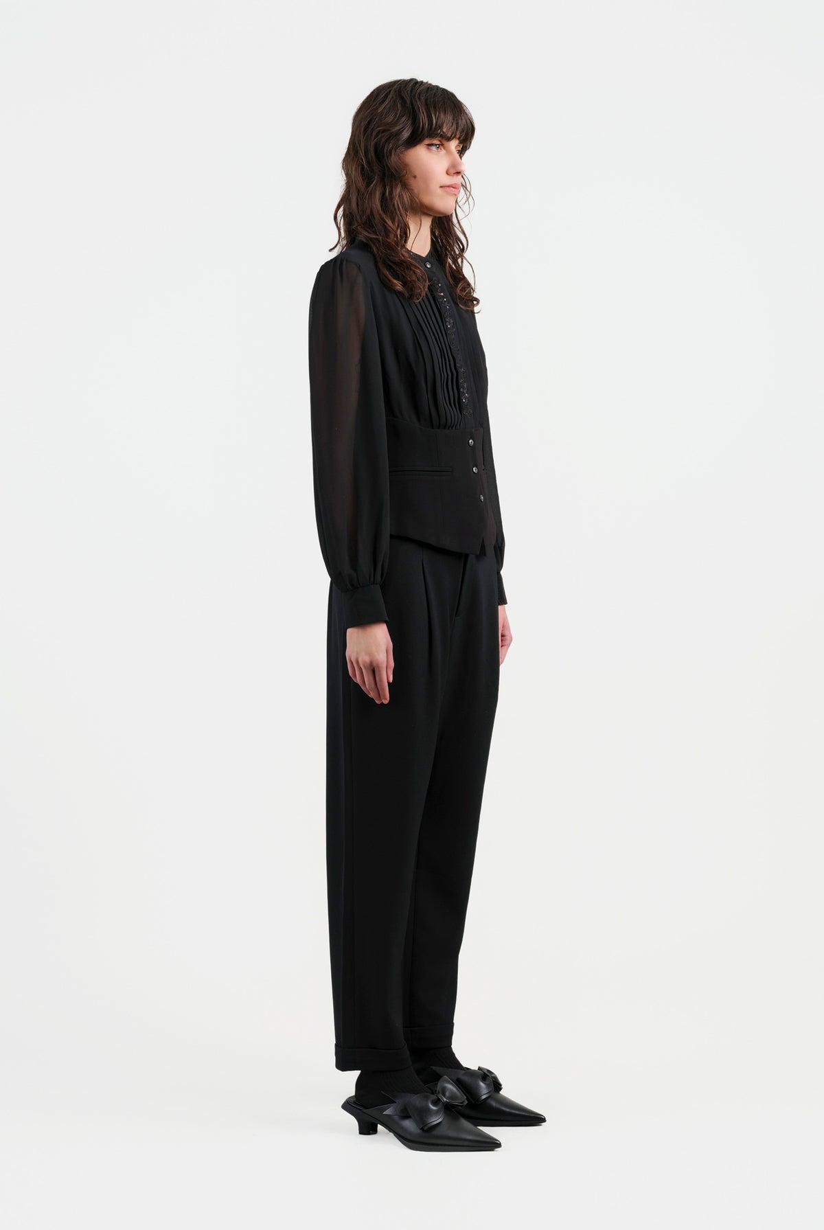 Modern Black Embroidered Blouse - Sussiland