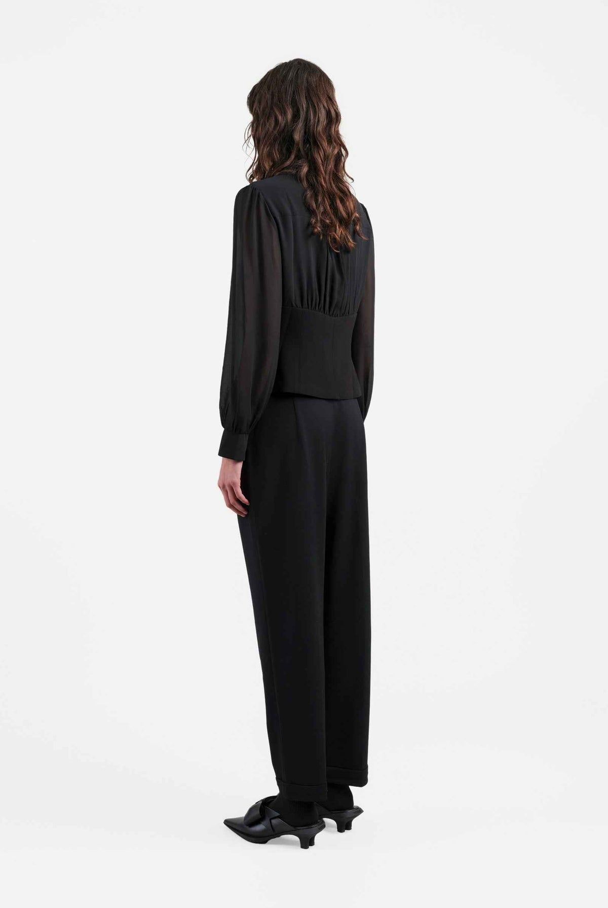 Modern Black Embroidered Blouse