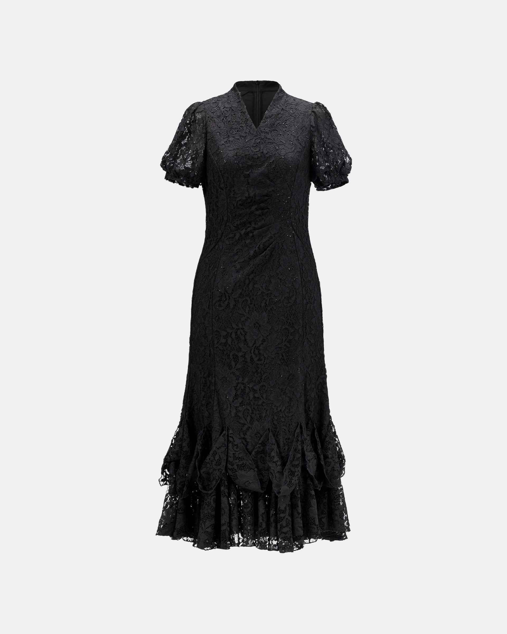 Elegant Lace Dress with Cinched Waist