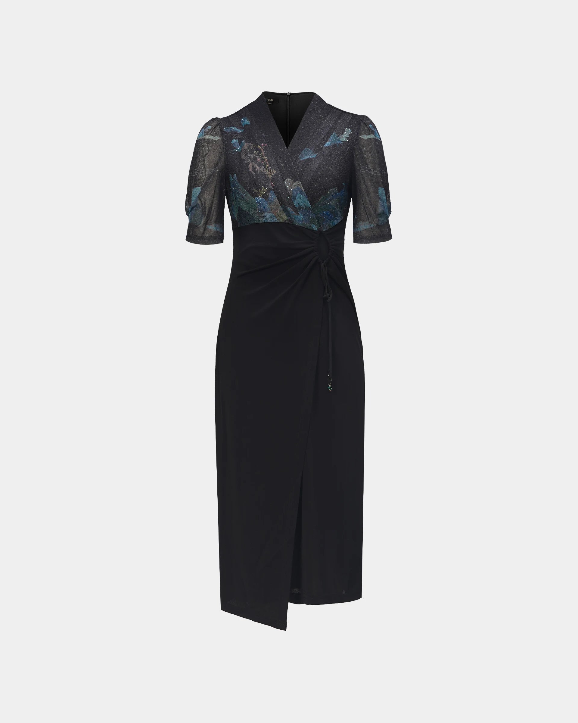 Ink-Landscape Wrap Dress