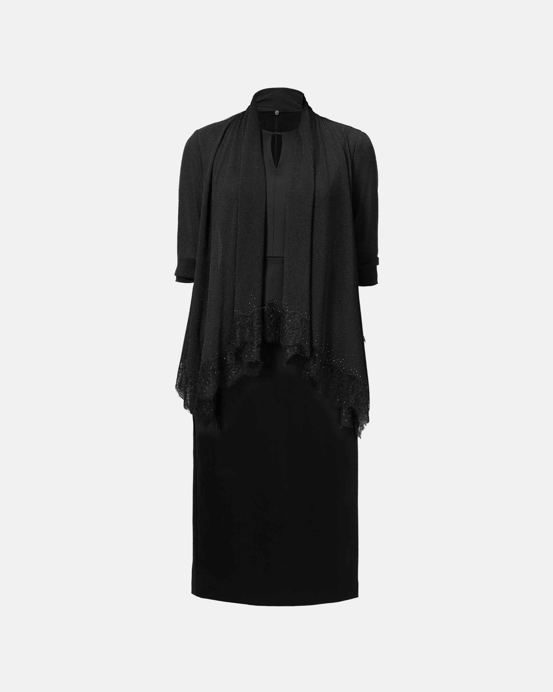 Elegant Shawl-Collar Lace Coat