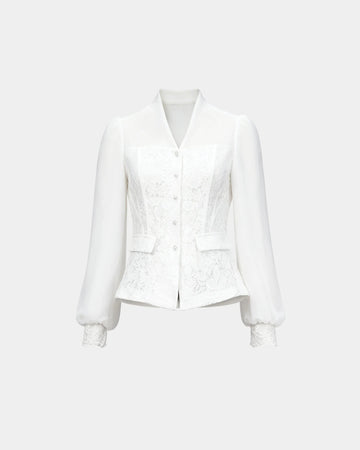 Sequined V-Neck Lace Top