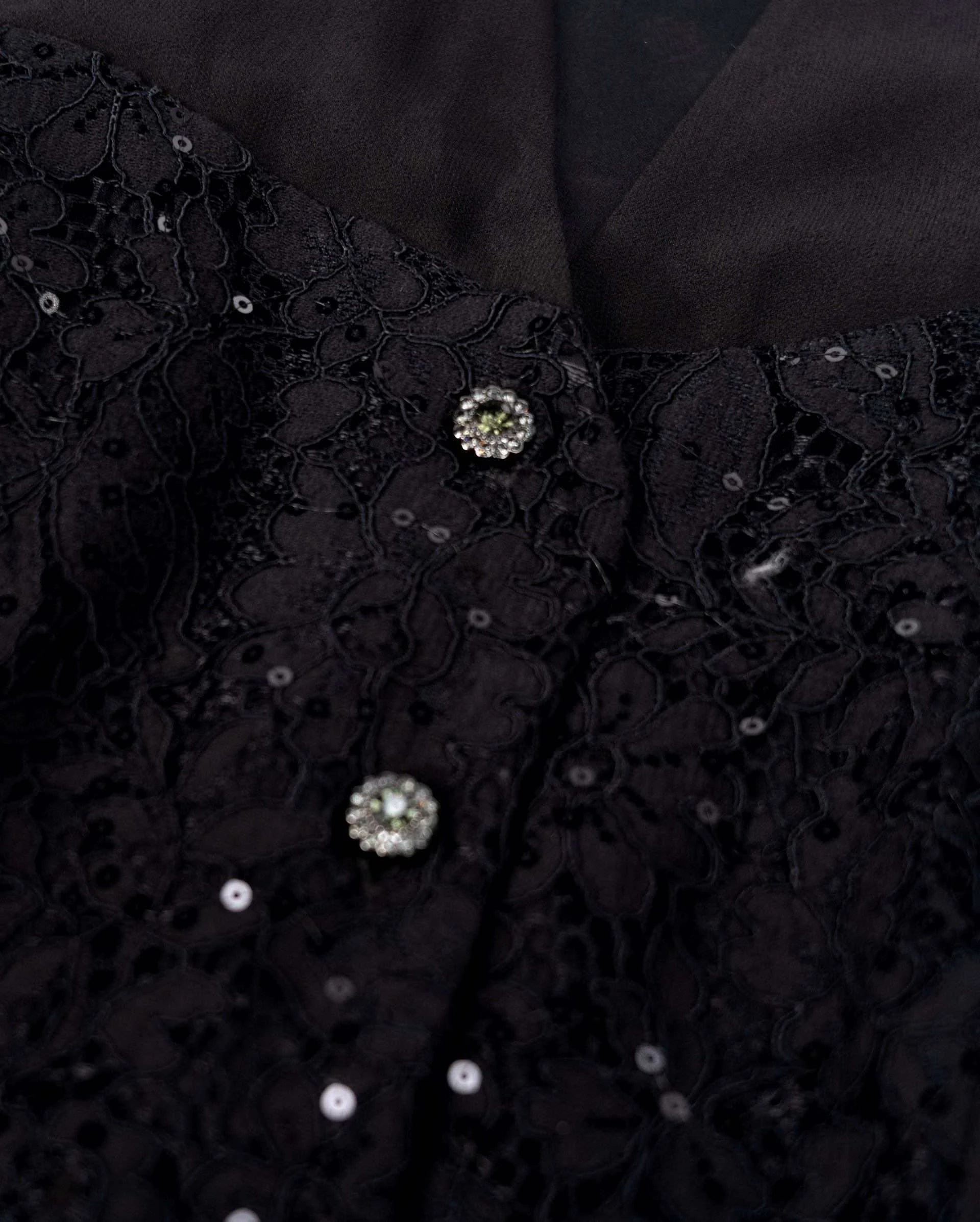 Sequined V-Neck Lace Top