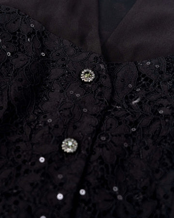 Sequined V-Neck Lace Top