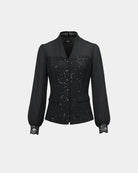 Sequined V-Neck Lace Top