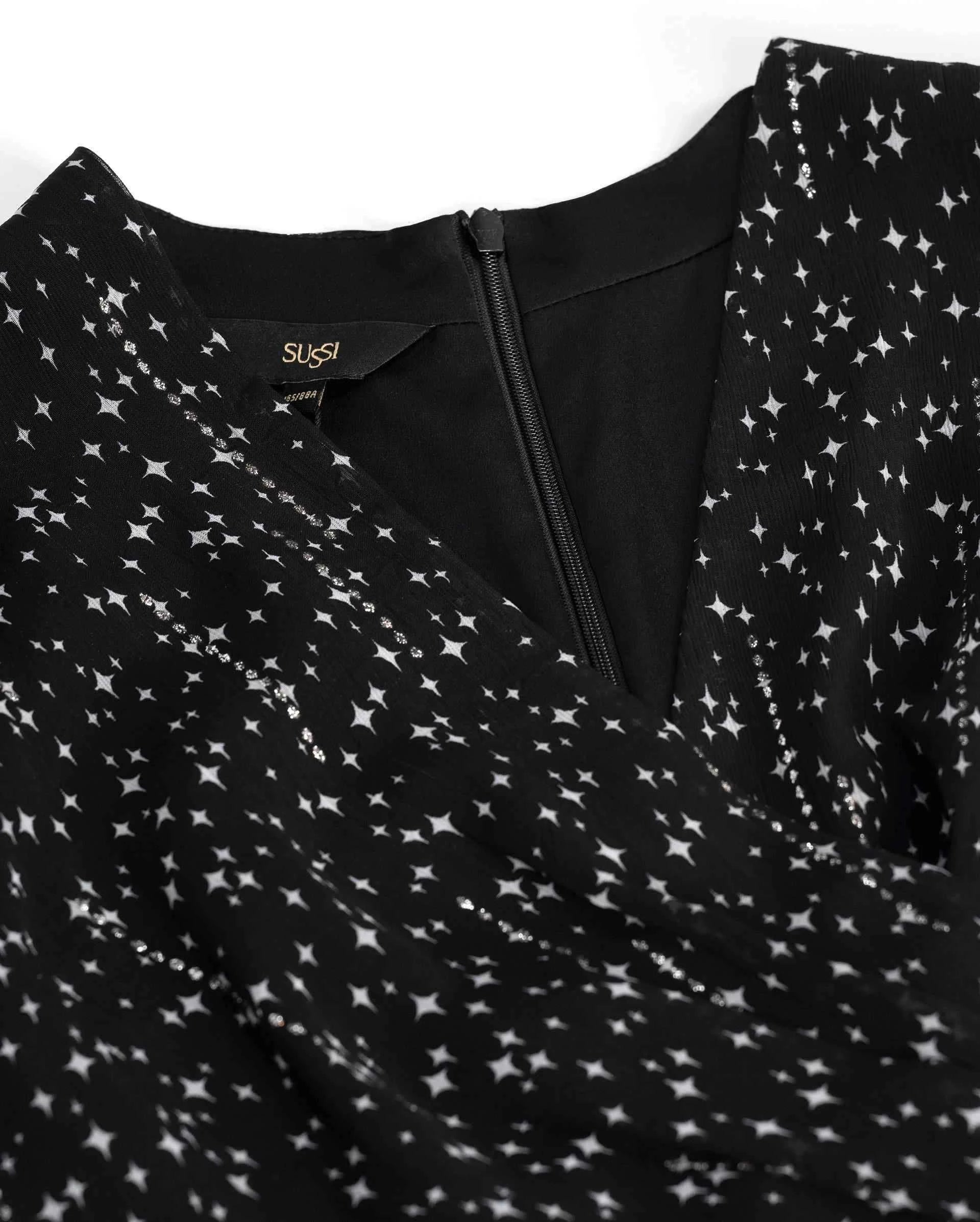 Starry-Print A-Line Dress