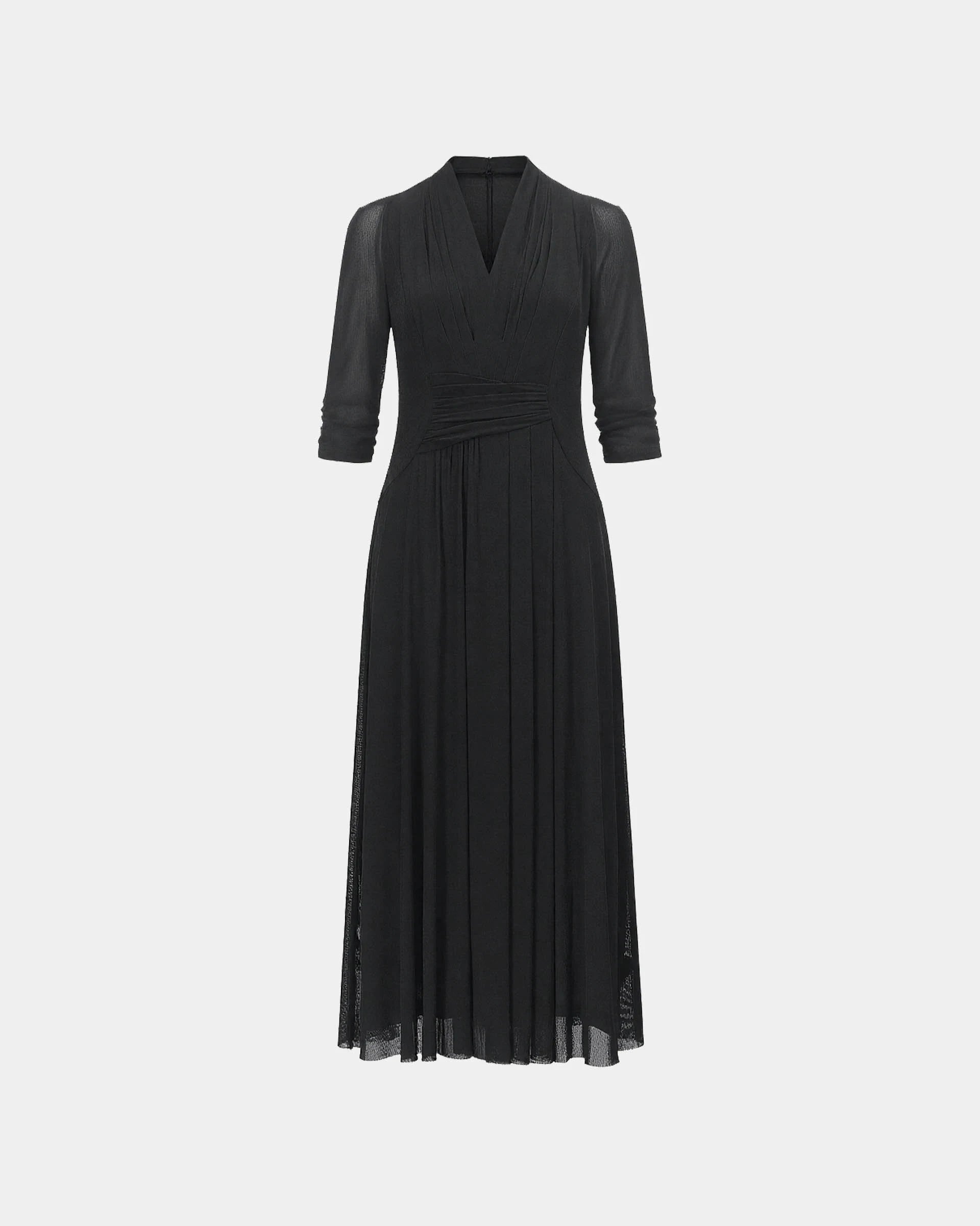 Floral-Brooch Mesh Dress