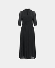 Floral-Brooch Mesh Dress