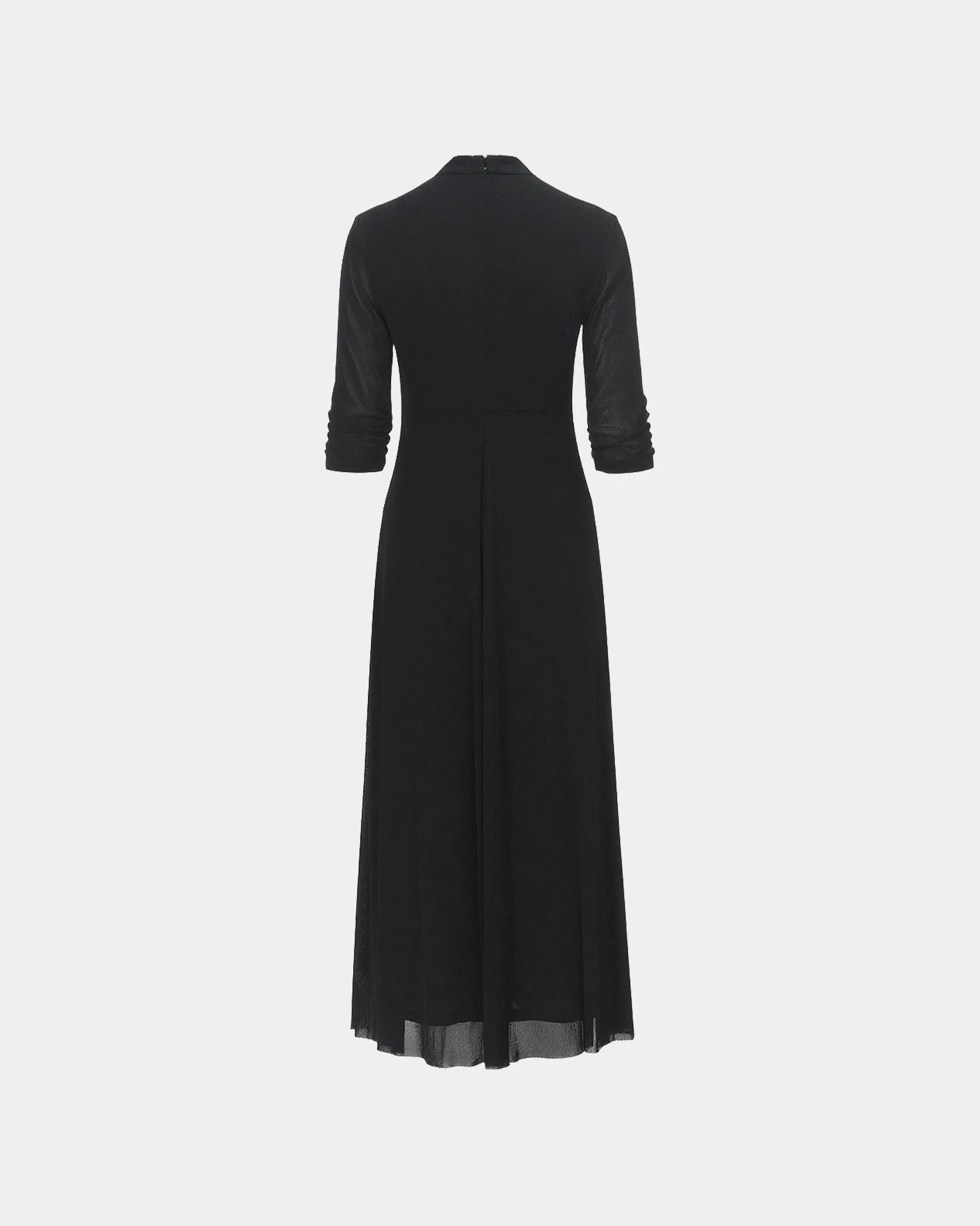 Floral-Brooch Mesh Dress