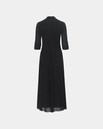 Floral-Brooch Mesh Dress