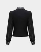 Midnight Lace-Panel Knit Top