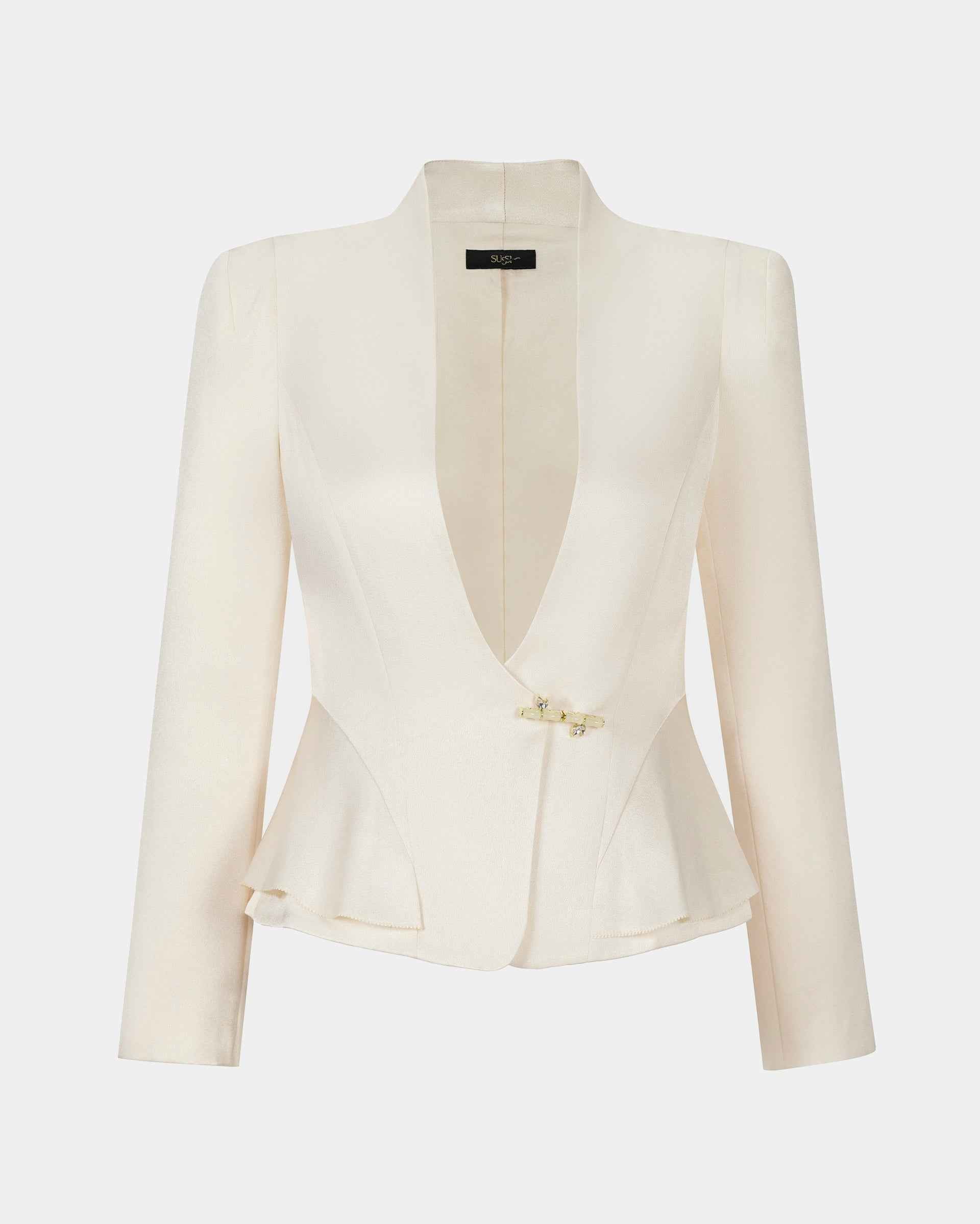 Ivory Bamboo-Clasp Blazer
