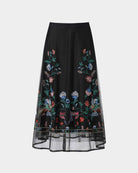 Phoenix Embroidered Midi Skirt with Lace Trim