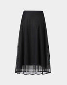 Phoenix Embroidered Midi Skirt with Lace Trim