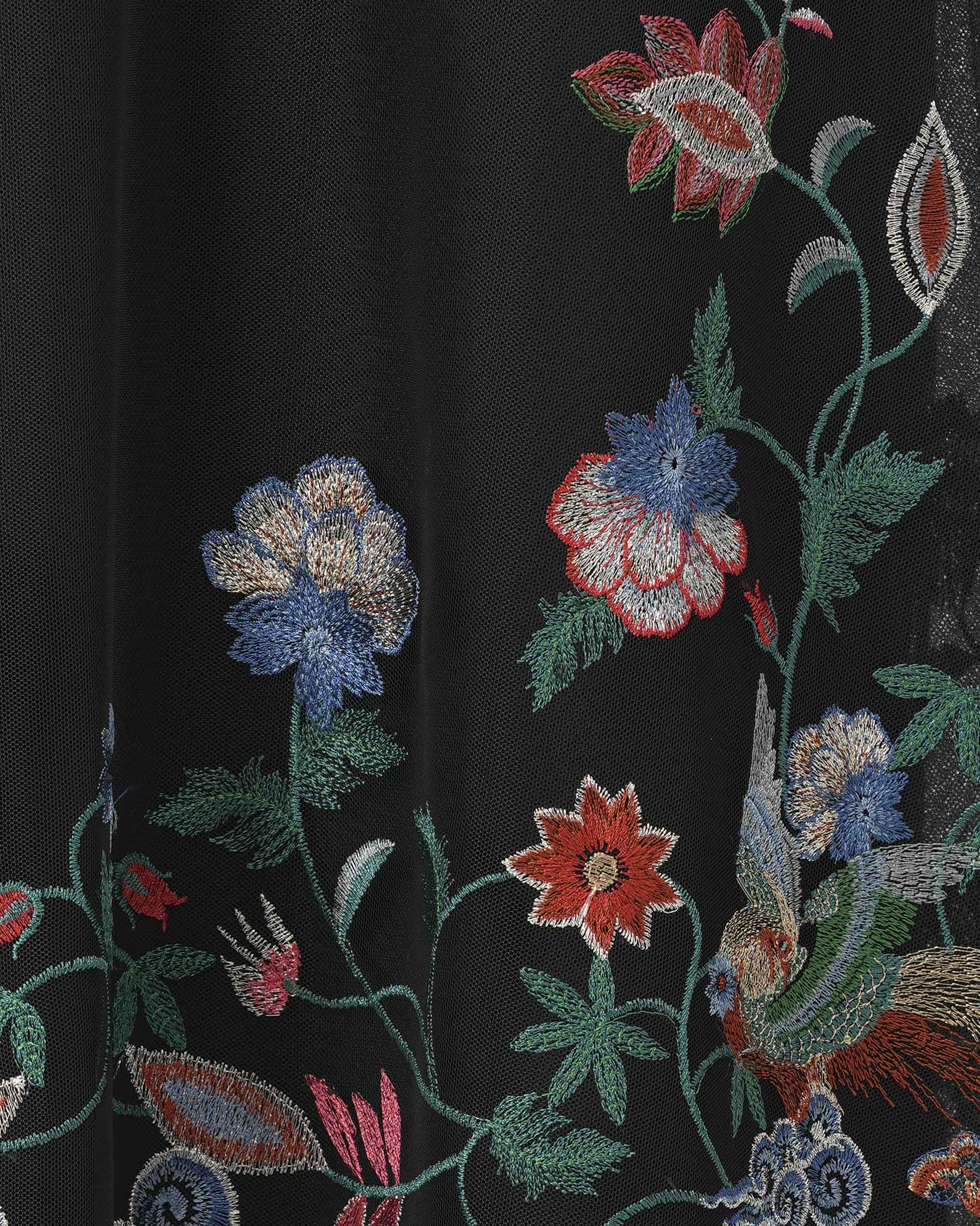 Phoenix Embroidered Midi Skirt with Lace Trim - Sussiland