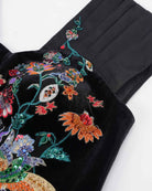 Phoenix Embroidered Gown with Pleated Shoulders