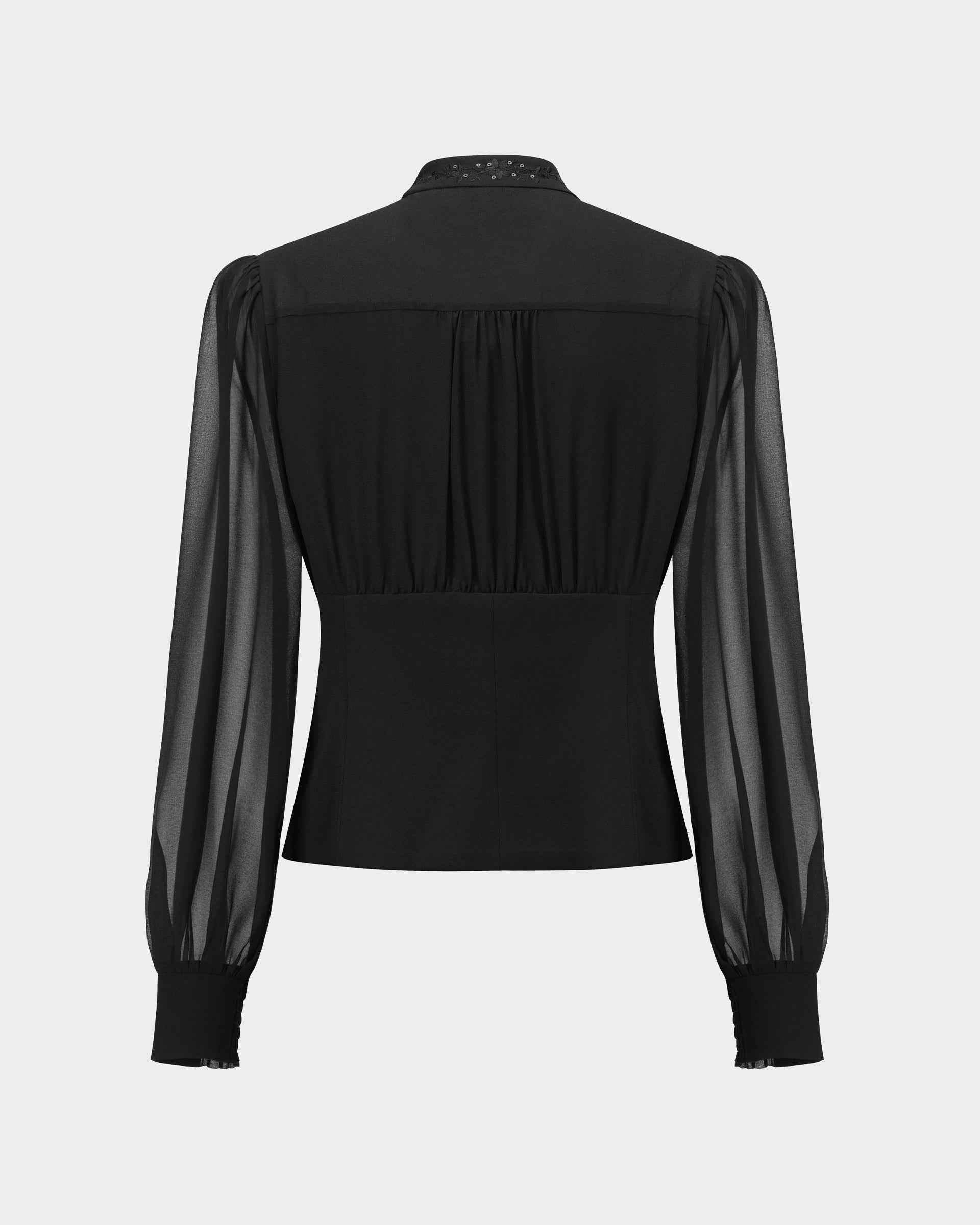 Modern Black Embroidered Blouse