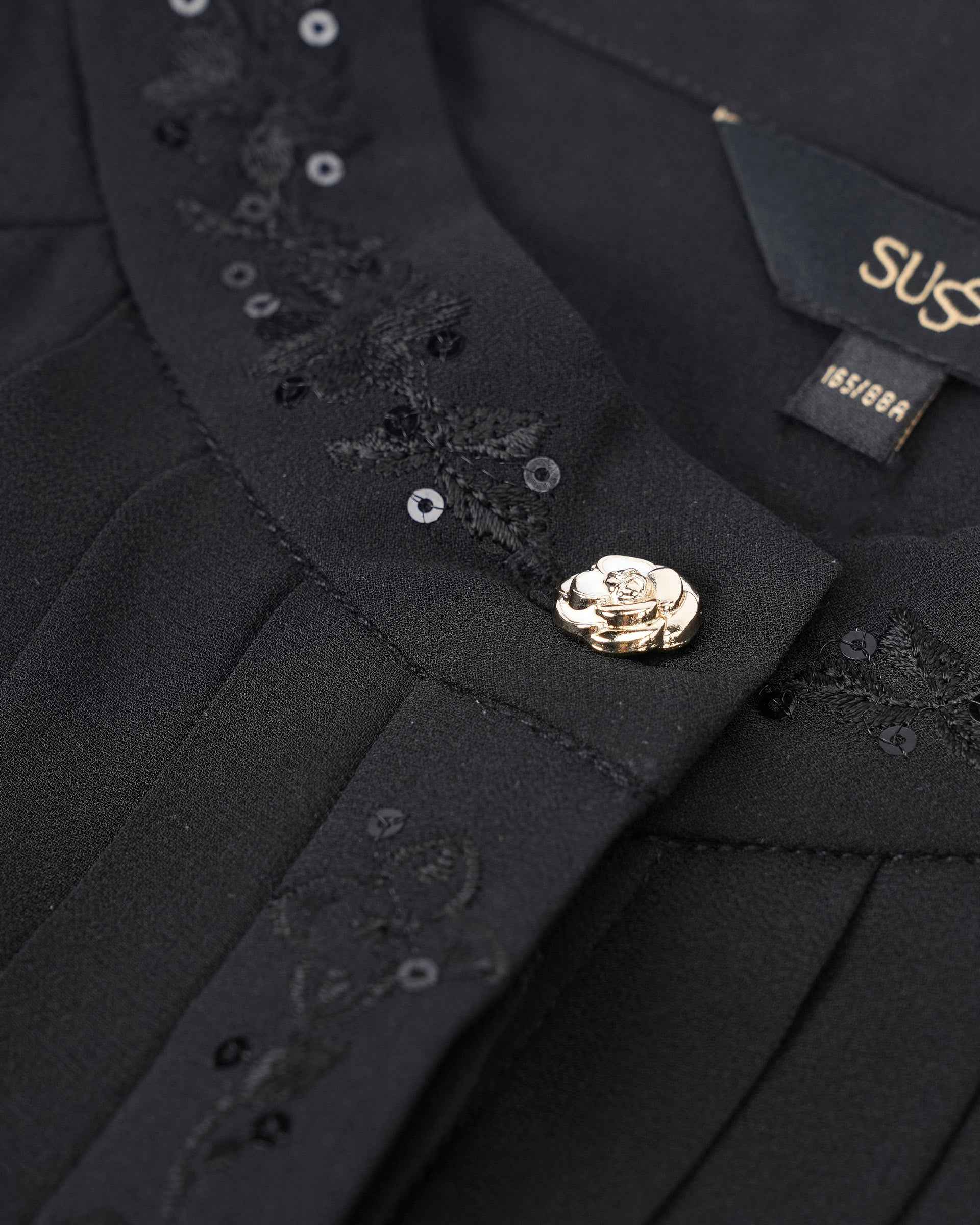 Modern Black Embroidered Blouse