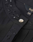Modern Black Embroidered Blouse