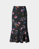 Phoenix Printed Midi Skirt with Flounce Hem