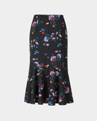 Phoenix Printed Midi Skirt with Flounce Hem