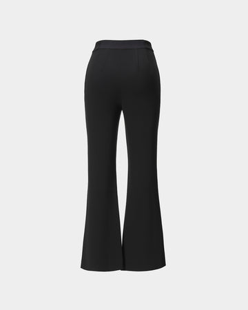 Black Flared Cropped Trousers - Sussiland