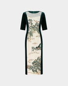 Riverscape Embroidered Sheath Dress