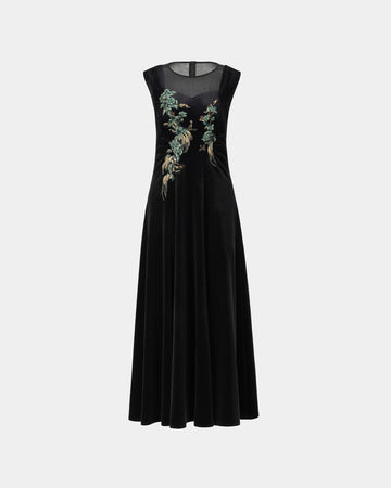 Riverscape Embroidered Cinched-Waist Dress - Sussiland