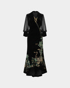 Black Riverscape Embroidered Gown