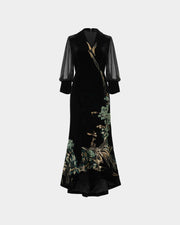 Black Riverscape Embroidered Gown