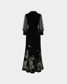 Black Riverscape Embroidered Gown