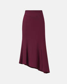 Asymmetrical Burgundy Midi Skirt