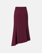 Asymmetrical Burgundy Midi Skirt