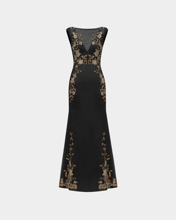 Embroidered High-Waist Gown