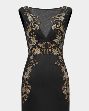 Embroidered High-Waist Gown