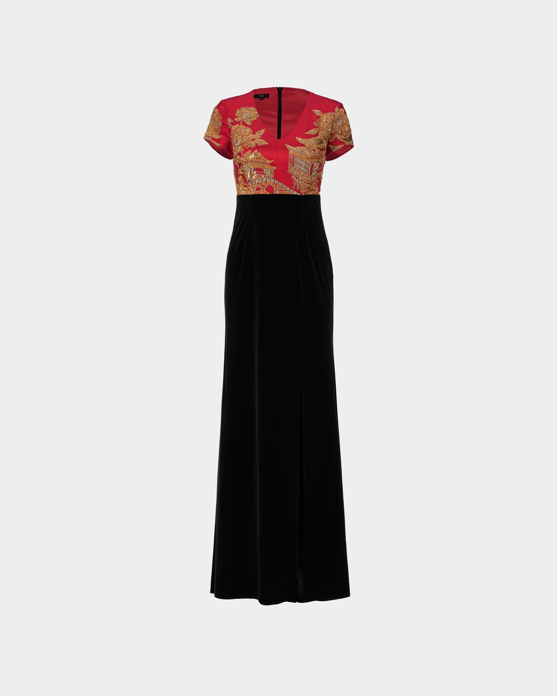 Chang'an Splendor Contrast Color Embroidered Gown - Sussiland
