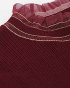 Burgundy Petal-Collared Knit Top