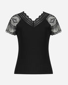 Floral Trim Knit Top