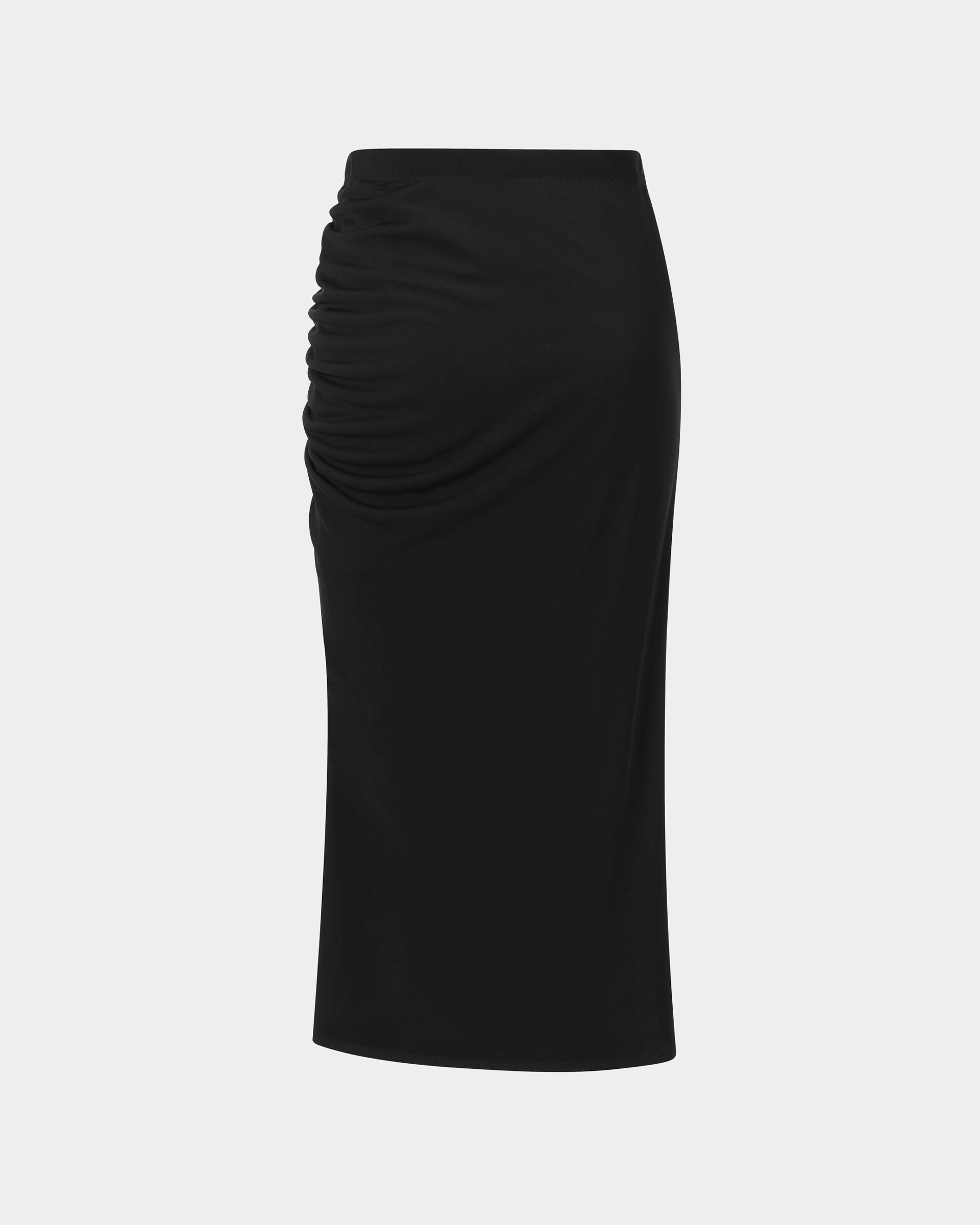 Black Ruched Midi Skirt - Sussiland