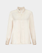 Sculpted Collar Long-Sleeve Blouse