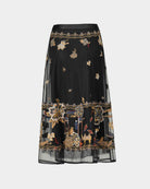 Embroidered Black Mesh Skirt
